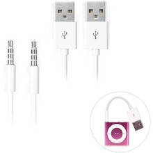 Kabel pro iPod Shuffle, balení 2 ks, 3,5mm jack/zástrčka na USB, USB nabíječka, synchronizační datový kabel pro iPod Shuffle