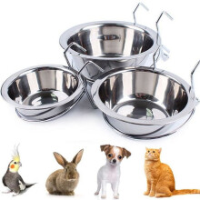 Ciotola Limei per animali domestici in acciaio inossidabile, da appendere per cibo e acqua, con gancio rimovibile, ideale per cani, gatti, cucce,