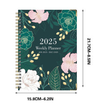 Agenda settimanale YANHAIGONG 2025, calendario settimanale e mensile con programma giornaliero, note, pagine divisori, quaderno con rilegatura a