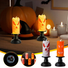 Jacenvly 2er-Pack Halloween LED-Kürbisschädel-Kerzenständerlichter, Horror-Party-Dekoration, kompatibel mit Badezimmerdekoration
