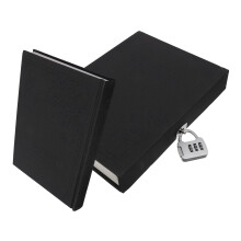 Carnet de notes portable rétro à couverture rigide avec cadenas à code (rouge vin)