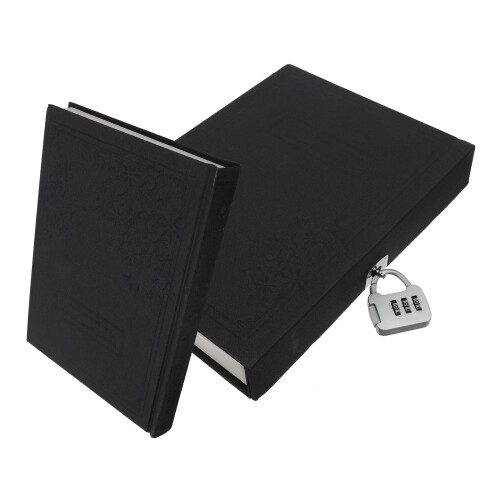 Carnet de notes portable rétro à couverture rigide avec cadenas à code (rouge vin)