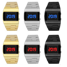 Modny zegarek cyfrowy LED męski sportowy zegarek sportowy czarny ze stali nierdzewnej duży nadgarstek wielofunkcyjny elektroniczny zegarek męski