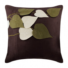 Fundas de almohada HomeCentric, 35,5 x 35,5 cm, aplique de fieltro con forma de hoja, diseño tropical, gamuza sintética, paquete de 2, marrón,