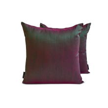 Fundas de cojín decorativas HomeCentric, verde y fucsia, paquete de 2, 35,5 x 35,5 cm, de seda, para sofá, dormitorio, estilo moderno.
