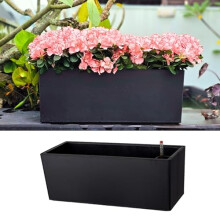14 Inch Self Watering Window Box Planter with Reservoir and Drainage, Black Indoor Outdoor Herb Box