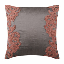 Fundas de almohada de lujo HomeCentric de 35,5 x 35,5 cm (paquete de 2), color plata, seda, hechas a mano, estampado abstracto de melocotón,