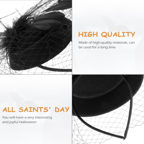 Μαύρη κορδέλα Eease Fascinator με νήματα από δίχτυ σε σχήμα λουλουδιού 2