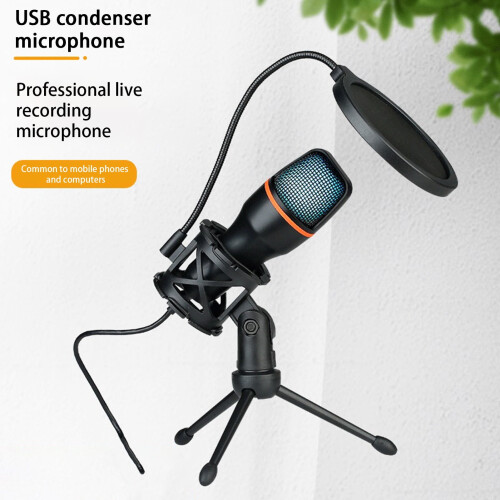 Μικρόφωνο USB Bluethy HIFI Sound 360 μοιρών πανκατευθυντικό RGB με τρίποδο, ζωντανή ροή, 1