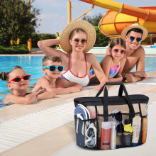 WinysinIfewit Borse da spiaggia in rete per donna, borsa da viaggio grande con cerniera e tasche, organizer da doccia leggero, borsa da piscina