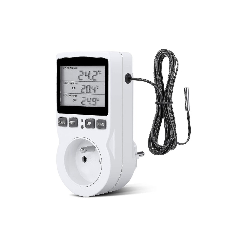 Digital Thermostat For Heating/Cooling With Socket, Lcd Temp Controller, 230V Compatible With Greenhouse/Terrarium 9395123324135