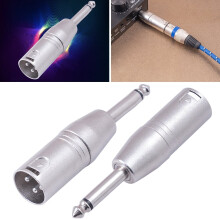 1/2 Pack 1/4" TS to Male XLR Adapter, Nickel Plated 6.35mm Mono Plug to 3-Pin XLR Male Converter for Microphone, Mixer, Amplifier