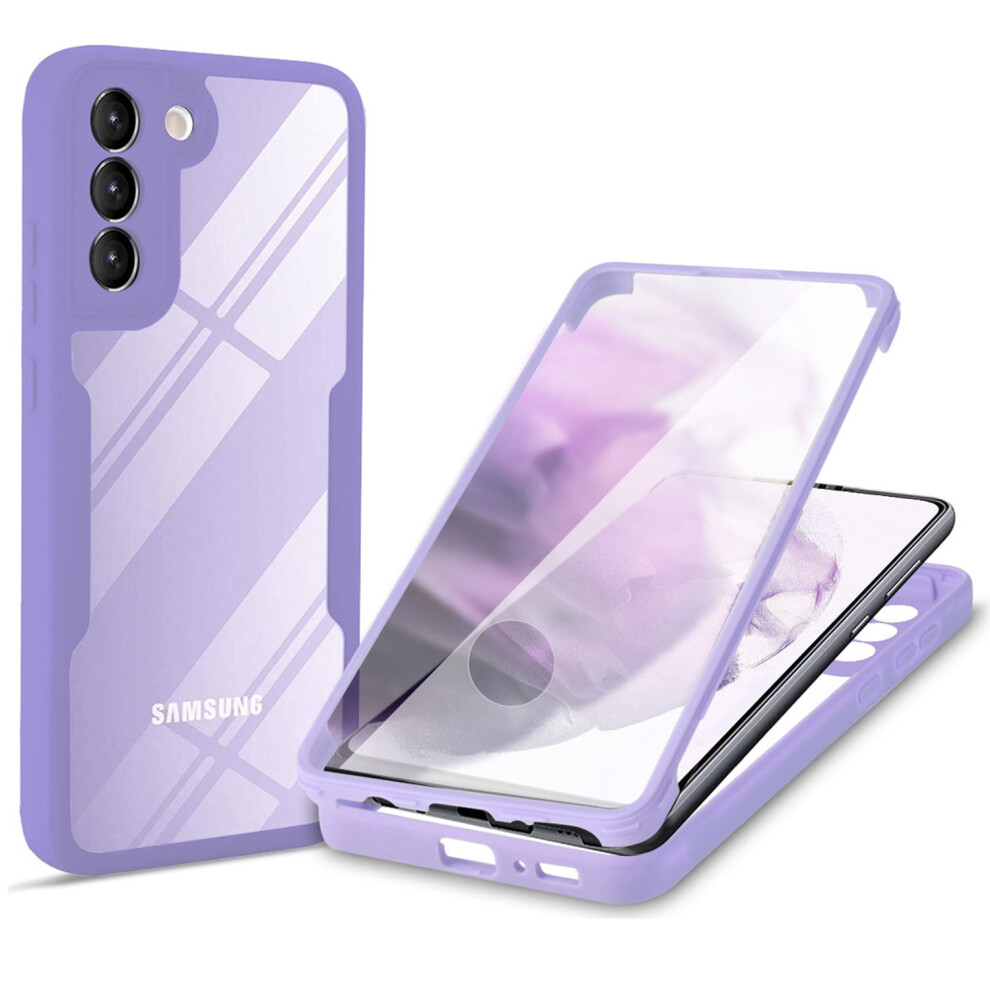 Compatible With Samsung Galaxy S22 Case With Screen Protector, Dual Layer Clear Shockproof Cover For Galaxy S22 6.1" (2022), Purple 9395123325644