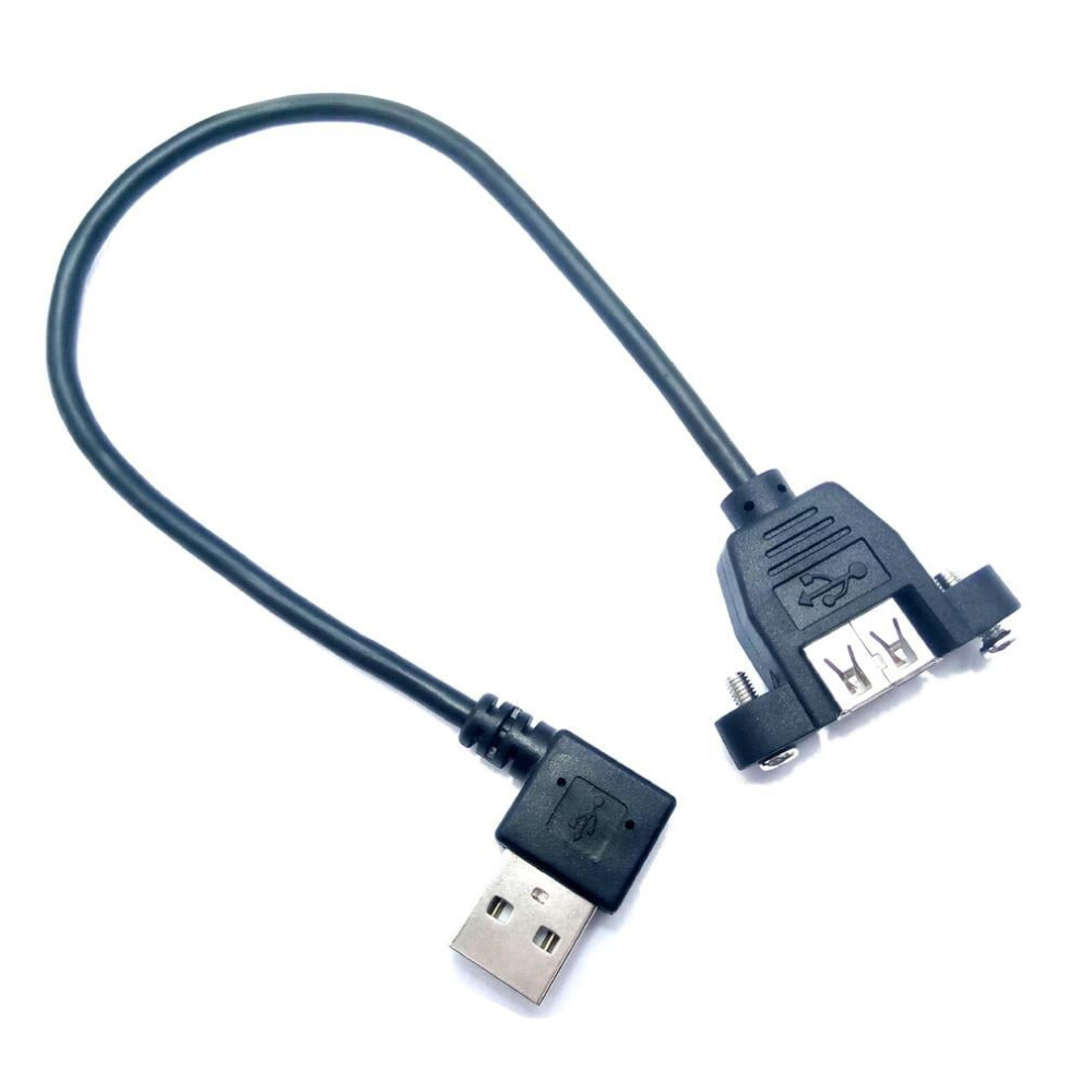Usb 2.0 A Male 90 Degree Right Angled To Female Extension Connector Cable With Panel Mount Hole Usb Male To Female Cable 25Cm 9395123429328