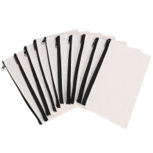 Lot de 10 trousses de maquillage en toile, pochettes zippées, étuis à crayons vierges pour loisirs créatifs, pochettes cosmétiques pour les
