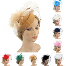 Fascinators kalap nőknek koktél tea party fejdísz hálós szalag tollak fejpánt - khaki
