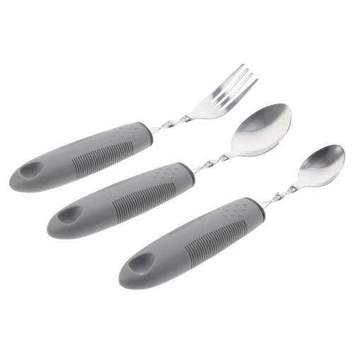 Conjunto com 2 talheres adaptáveis, anti-vibração, para idosos. 1