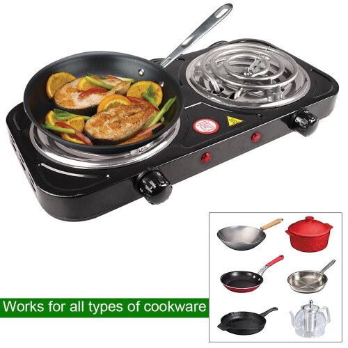 Plaque de cuisson électrique portable à double brûleur de 2000 W