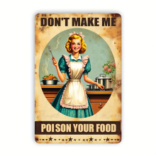 Retro-Metallschild „Lass mich dein Essen nicht vergiften“ | Retro-Küchendekoration | Wasser- und staubdichtes Eisenschild