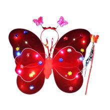 3-teiliges Set aus leuchtendem Schmetterlings-Haarreif mit 20 LEDs, leuchtendem Feenstab und Flügeln, batteriebetriebenen Kostümaccessoires,