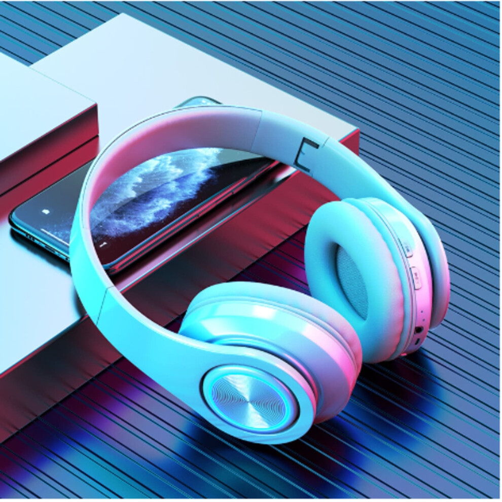 Herrnalise Bluetooth Headphones, Wireless/Wired Over Ear, Hi-Fi Bass, Mic, Led Lights, Foldable, Fm, For Phone/Pc/Laptop/Tv (White) White 9395123529578
