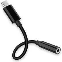 Adaptér USB typu C na 3,5mm jack, černý, konvertor TRRS OMPT Aux Audio Mini sluchátkový kabel