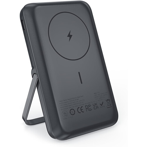 Ασύρματος φορητός φορτιστής, μαγνητικό power bank 10.000mAh με βάση στήριξης, μπαταρία