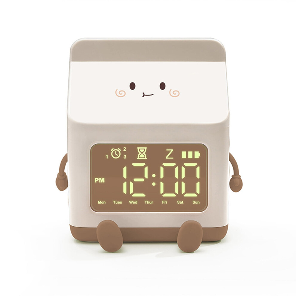 Washranp Kids Alarm Clock,Milk Carton Shape LED Digital Display Alarm Clock Wake-up Countdown Clock with Data Cable