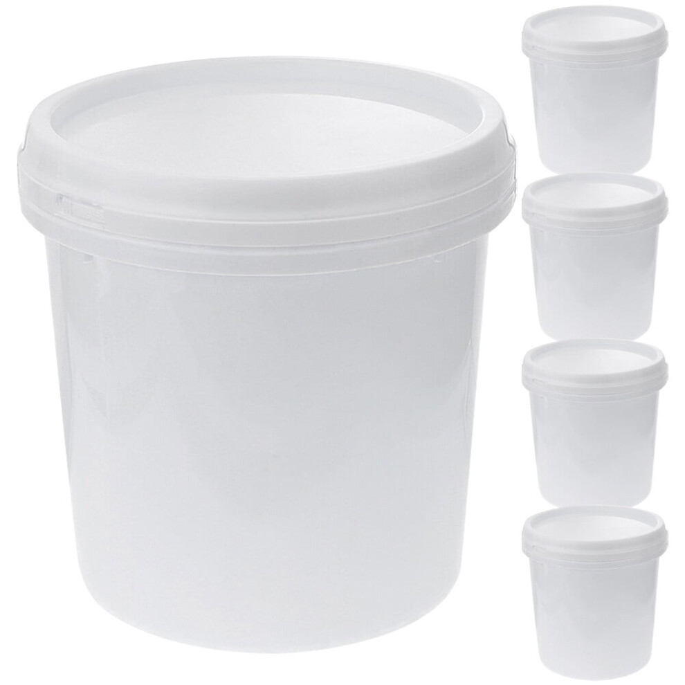 Qijita 5Pcs Plastic Bucket With Handle Water Bucket Portable Lidded Bucket Wash Bucket For Farm 1L 9395123628479