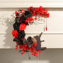 Sterrenkattenkrans Halloween Raamdecoratie Maankat Hangende Krans Kattenliefhebber Cadeau