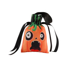 Halloween-godispåsar, pumpamönster med bus eller godis i flocktyg med dragskohandtag, återanvändbara presentinslagningspåsar för snacks och