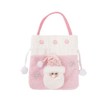 Sac cadeau de Noël rose en peluche, sac cadeau de Noël pour la veille de Noël, sac à pommes, sac à bonbons, sac de décoration de Noël, idéal