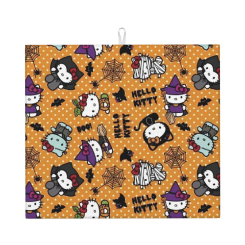 Tapis égouttoir Hello Kitty pour plan de travail, en microfibre, à absorption rapide.