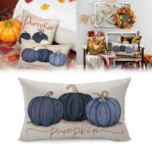 Coussins décoratifs d'automne, citrouilles bleues, décoration pour la maison (Thanksgiving), housse de coussin rectangulaire 30 x 50 cm en coton et
