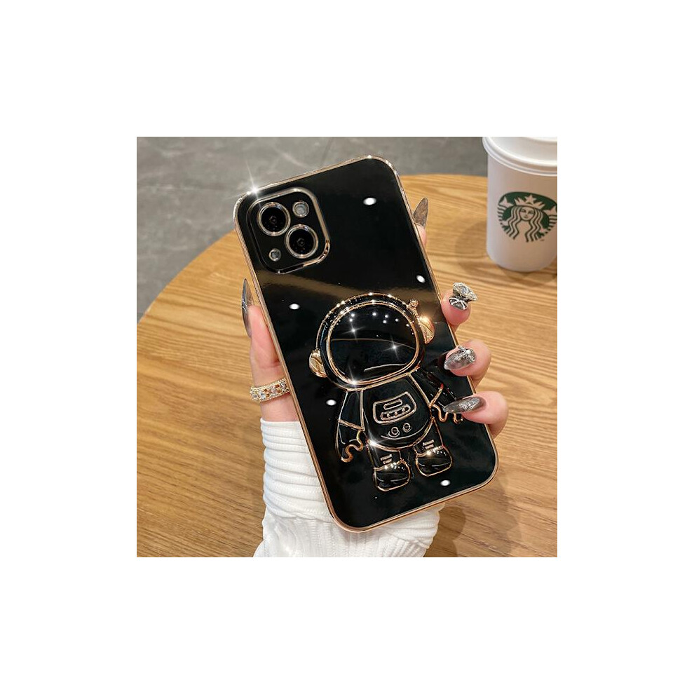 6D Electroplated Astronaut Hidden Stand Case With Camera Protection, Soft Tpu Shockproof Bumper Compatible With Iphone 11 Black 9395123733593