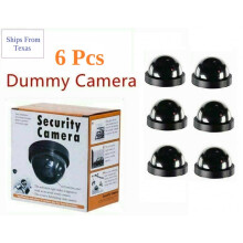 Dummy Surveillance Cameras (6-Pack) Fake Security Cameras Flashing LED Dome Style