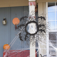 Couronne artificielle noire d'Halloween Donemore, décorations effrayantes pour porte d'entrée, idéales pour les fêtes d'intérieur et