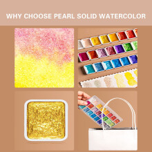 Ensemble de 12 couleurs pour peinture aquarelle, 20 pigments nacrés solides pour aquarelle, coloration nacrée