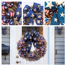 Couronne patriotique en toile de jute SDJMa 15,7" pour porte d'entrée et décoration de fenêtre, idéale pour le 4 juillet, la fête de