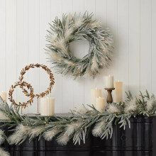 Guirlande de Noël Viflosae, couronne artificielle verte de 40 cm (15,7 pouces), compatible avec porte d'entrée, fenêtre, murs, décoration