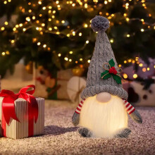 Ornement de Noël lumineux en forme de gnome sans visage Txmfgh - Décoration festive à paillettes pour les fêtes de fin d'année