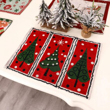 Sets de table tissés réversibles en toile de jute et coton pour les fêtes de Noël, 33 x 48 cm (13 x 19 pouces).