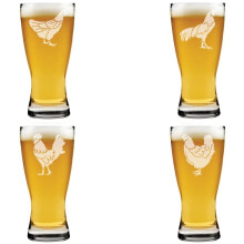 450 ml öl, pilsnerglas, presentset med 4 kycklingar, samling