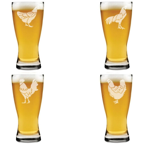 450 ml öl, pilsnerglas, presentset med 4 kycklingar, samling