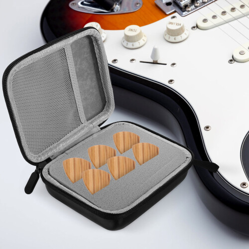 Gitarrtillbehör för män Plektrumfodral Ask Halvnät Nylon Pu-läder2-pack 2