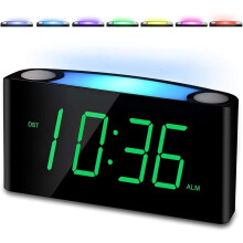 Réveil vibrant avec fonction de vibration du lit, grands chiffres, ports USB et Type-C, luminosité réglable, compatible avec les personnes