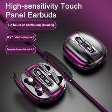 SUSUchens1Set Écouteurs sans fil (deux paires) Bluetooth, indicateur de batterie, intra-auriculaires pour la musique et les appels, orange