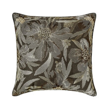 Housses de coussin HomeCentric grises 45 x 45 cm, broderie en laine et perles, coussins décoratifs pour canapé, style floral moderne - Alyssa
