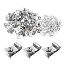 100pcs Stainless Steel Fence Wire Clips 4mm RType Clamps with Screws for 1216 Gauge Wood Metal Vinyl Fence