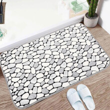 Tapis de bain Kayannuo en mousse à mémoire de forme à rayures épaisses, tapis en velours doux et absorbant avec dessous à picots, lavable en